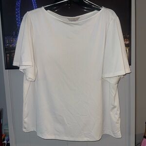 H&M White Short Sleeve Boatneck Blouse